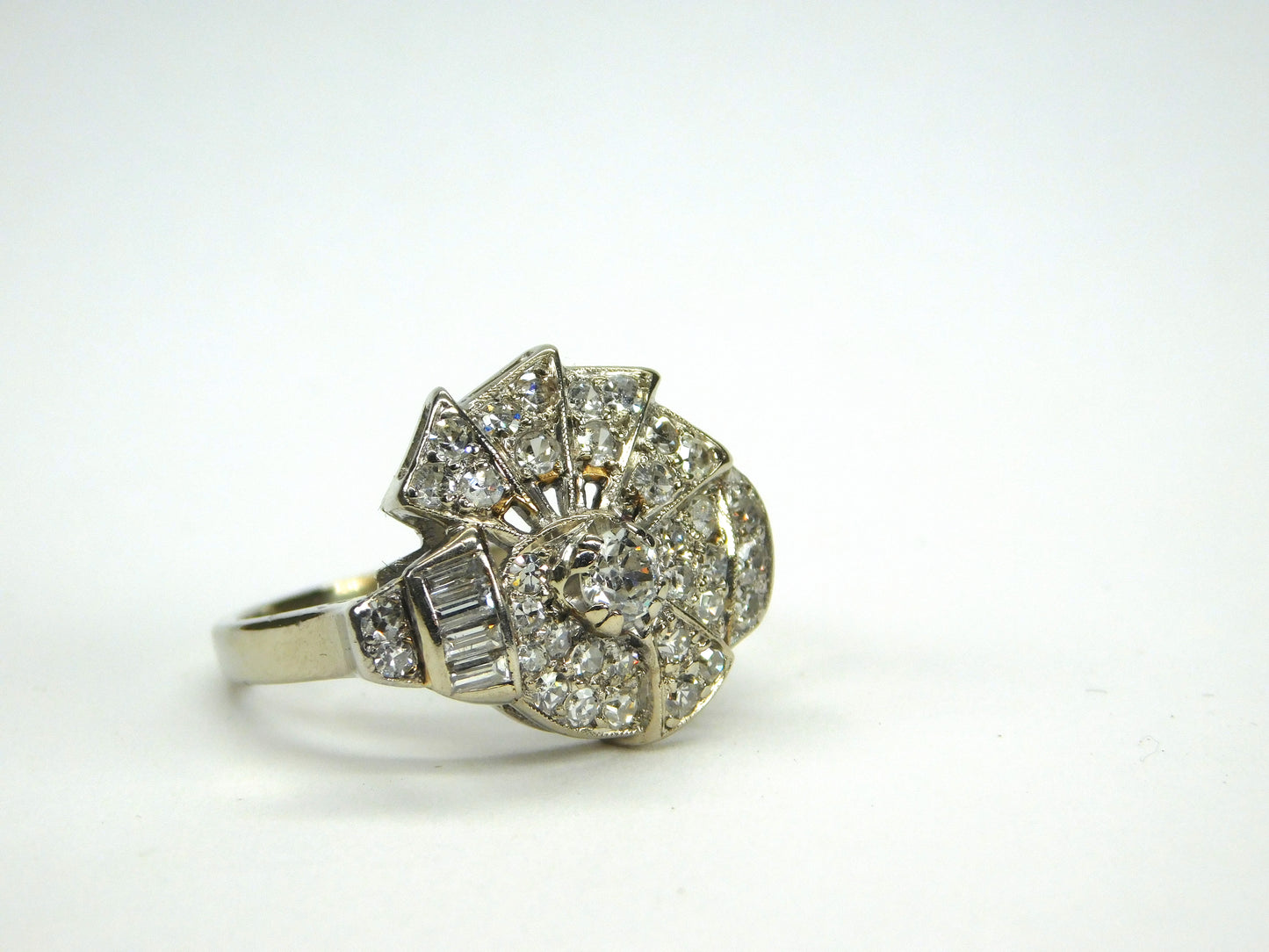 Vintage Art Deco 14k White Gold Diamond Ring