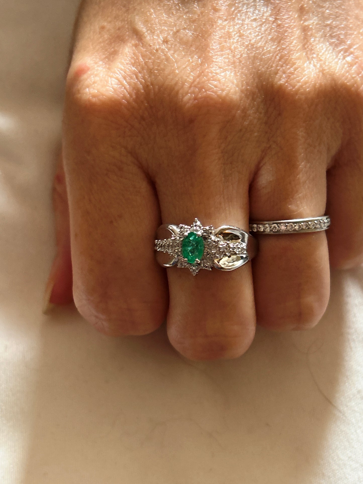 Natural Emerald and Diamond Ring