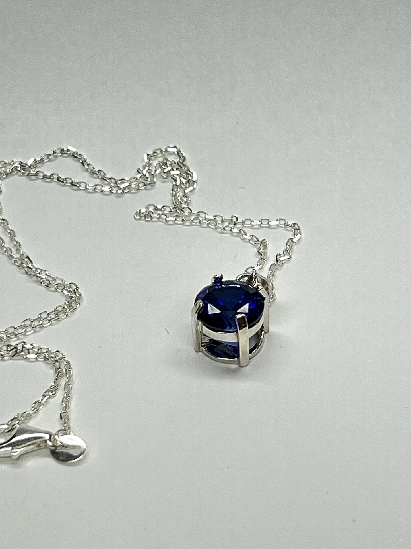 Sapphire Pendant Necklace 925 silver with Chain