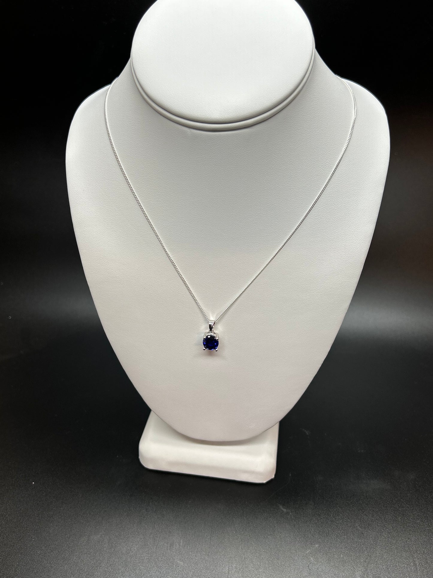 Sapphire Pendant Necklace 925 silver with Chain