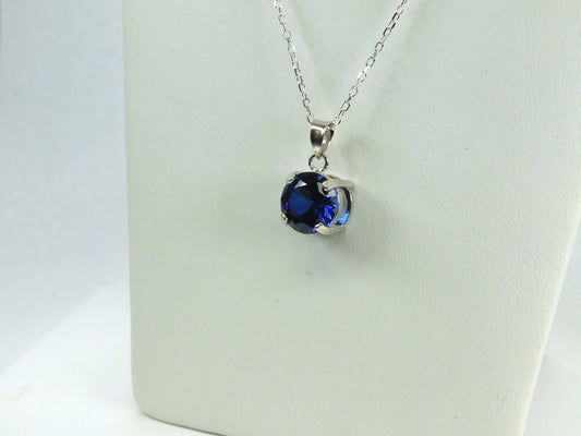 Sapphire Pendant Necklace 925 silver with Chain
