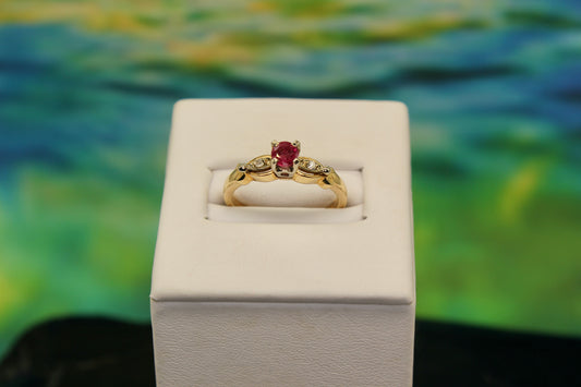 Ruby and Diamond 14k Gold Ring