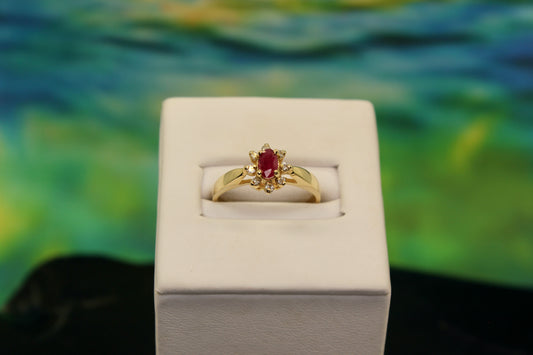 Natural Ruby and Diamonds 14K Gold Ring