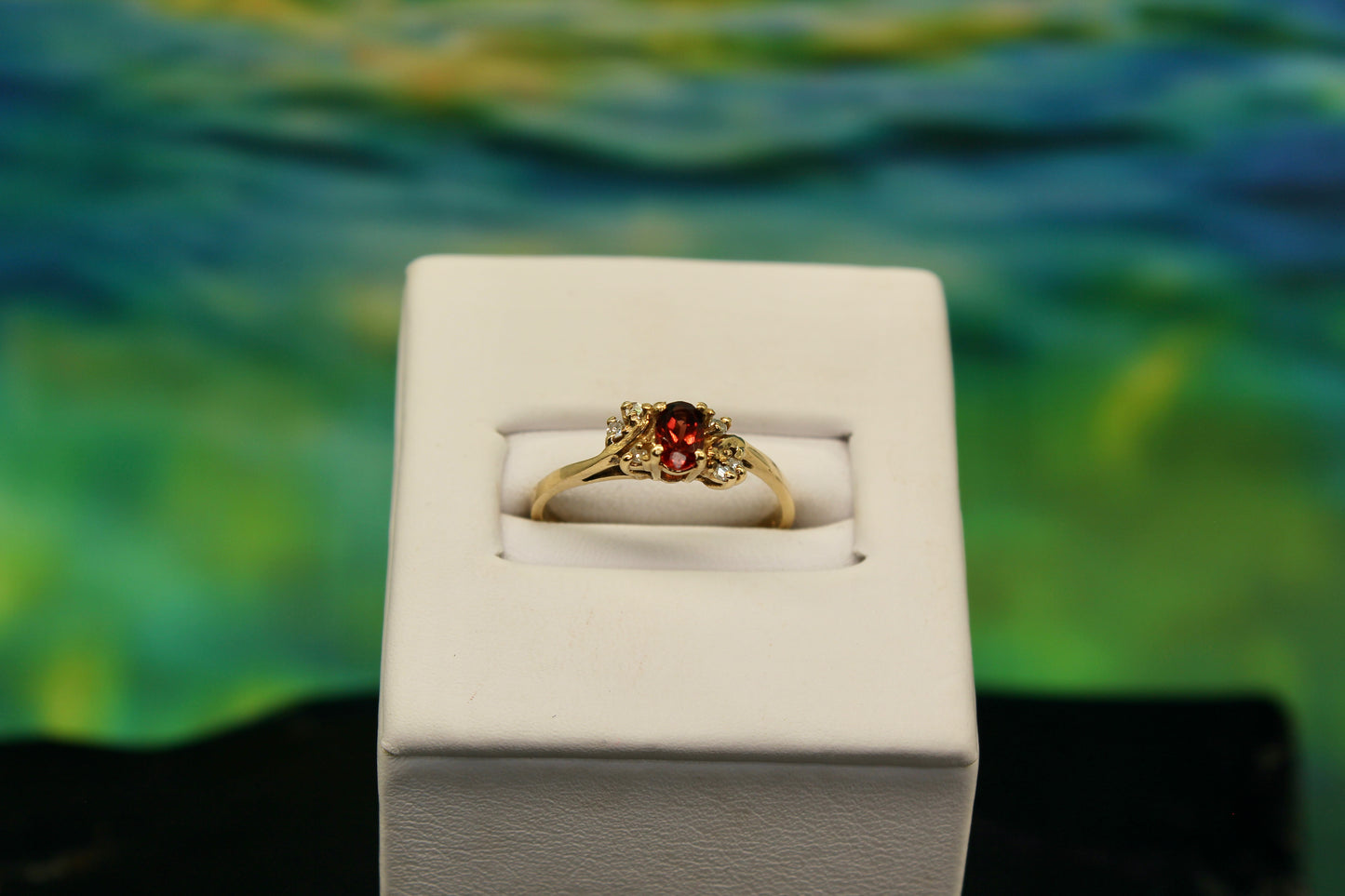 Natural Garnet and Diamond 10K Gold Ring