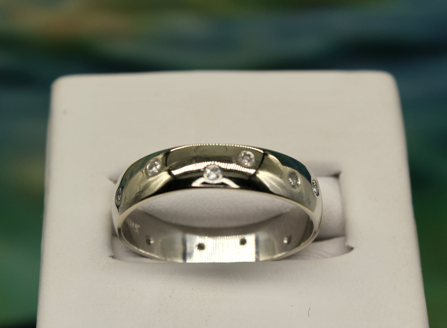 Wedding Band 14K White Gold with Diamonds