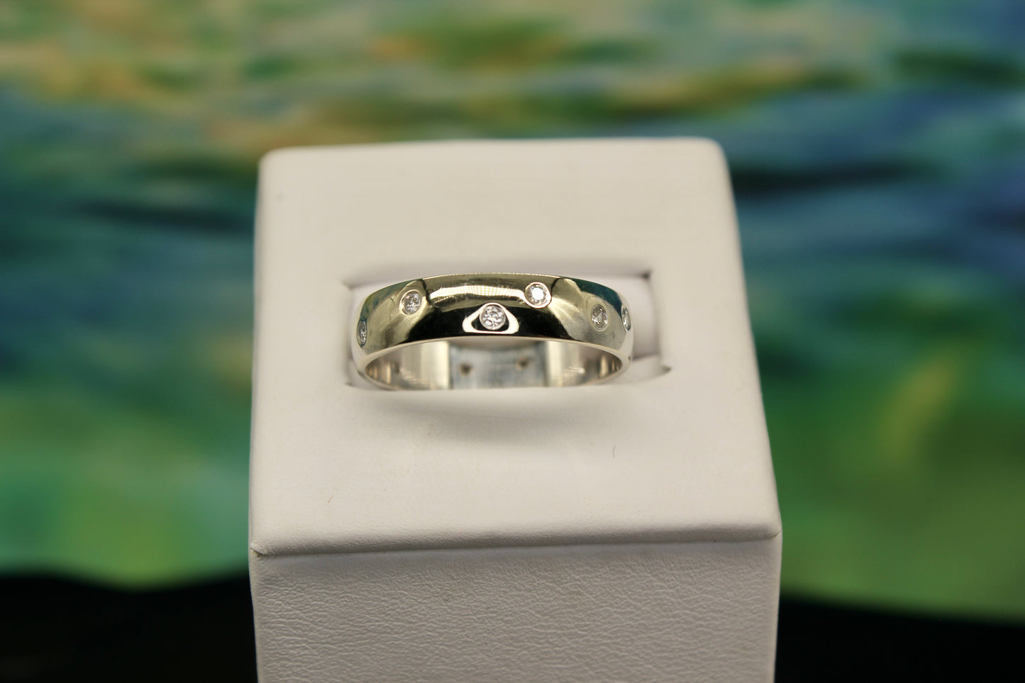 Wedding Band 14K White Gold with Diamonds