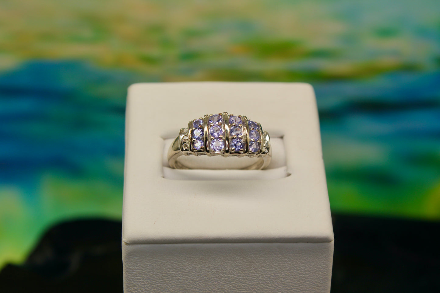 Tanzanite and Diamond 10K White Gold Ring