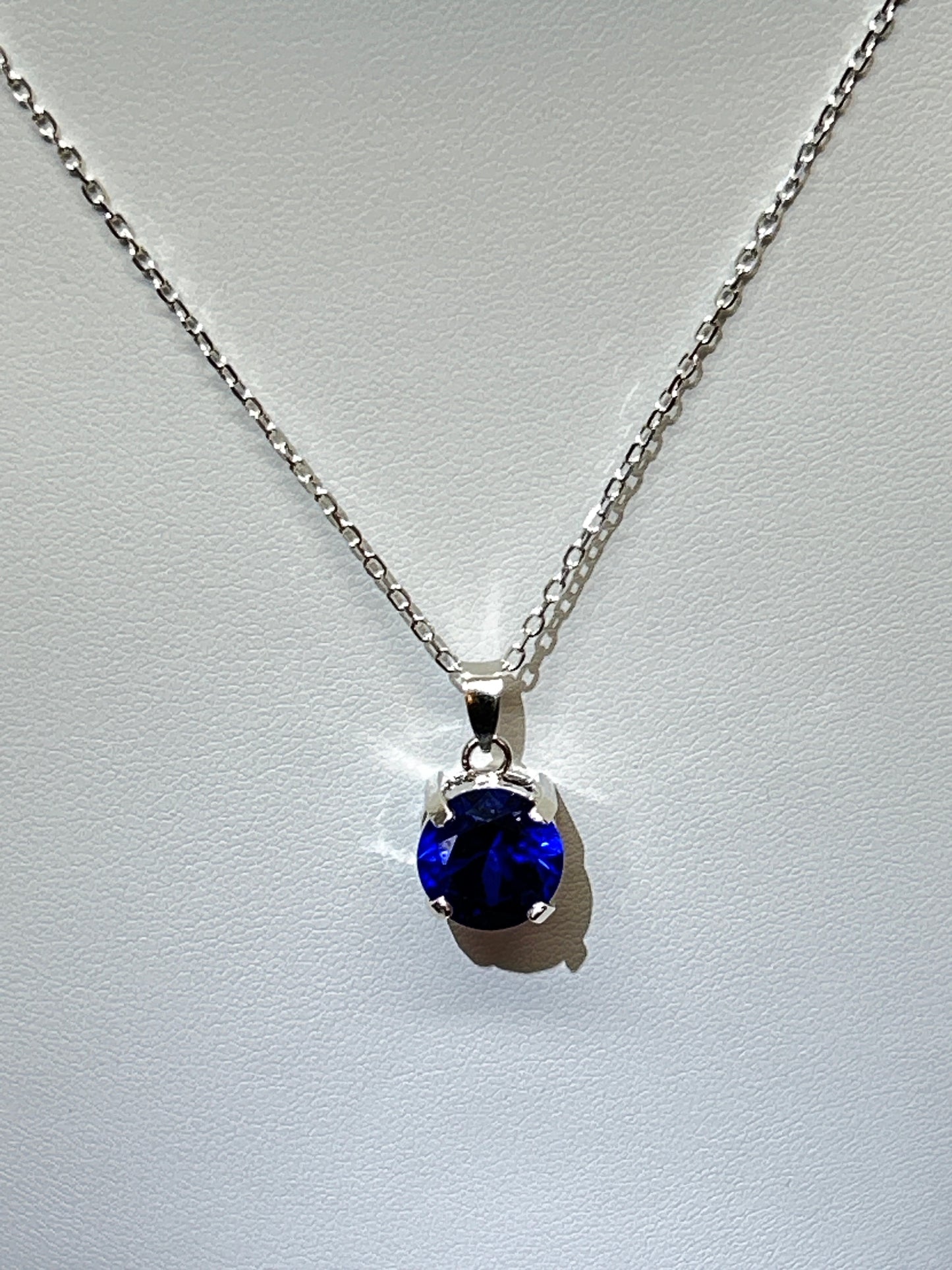 Sapphire Pendant Necklace 925 silver with Chain