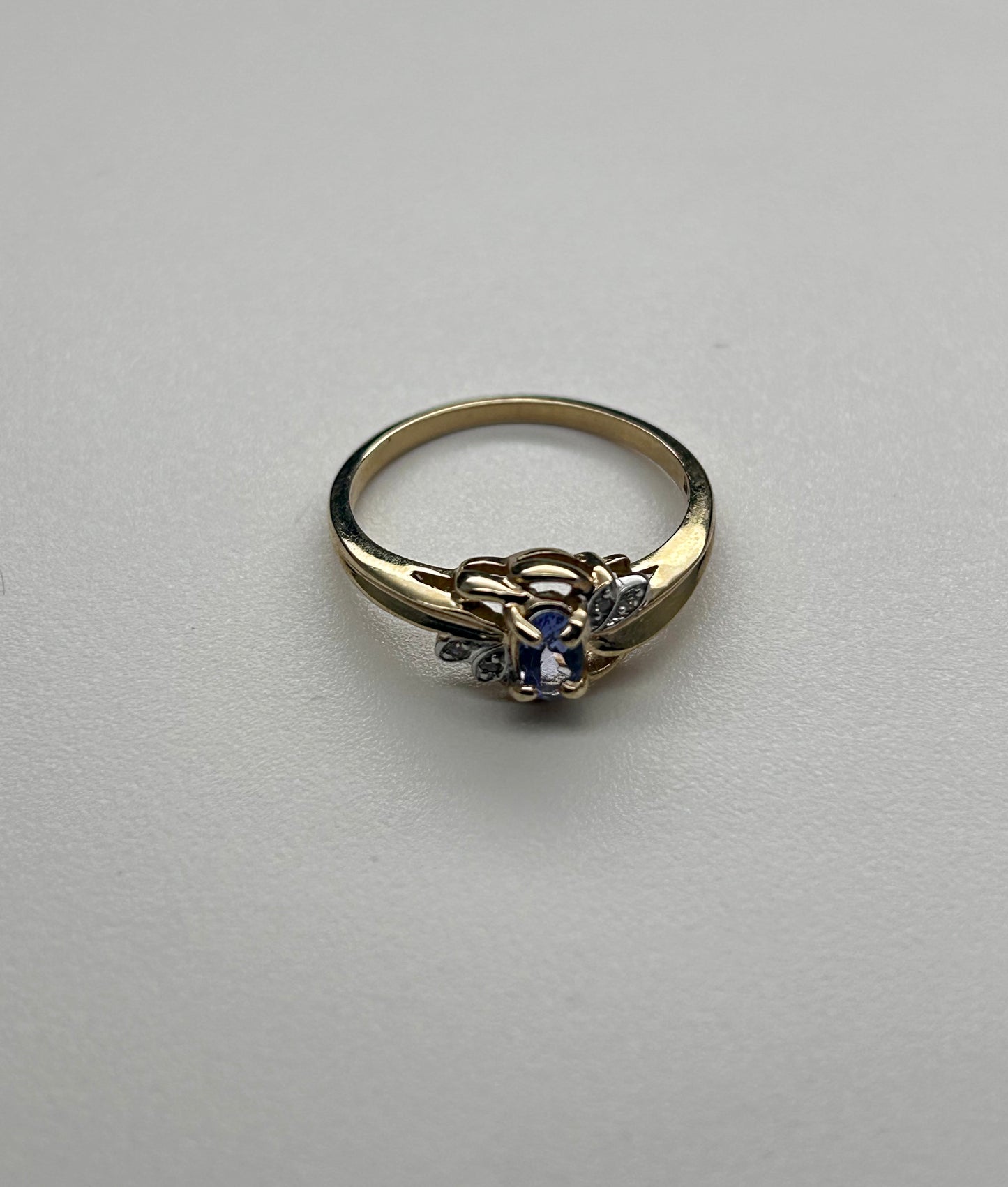 Natural Tanzanite and Diamond 10k Gold Ring