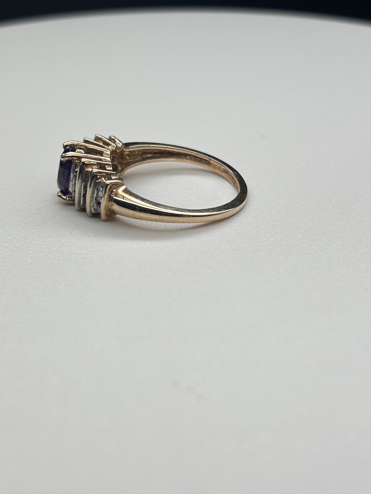 Amethyst and Diamond 10K Gold Ring