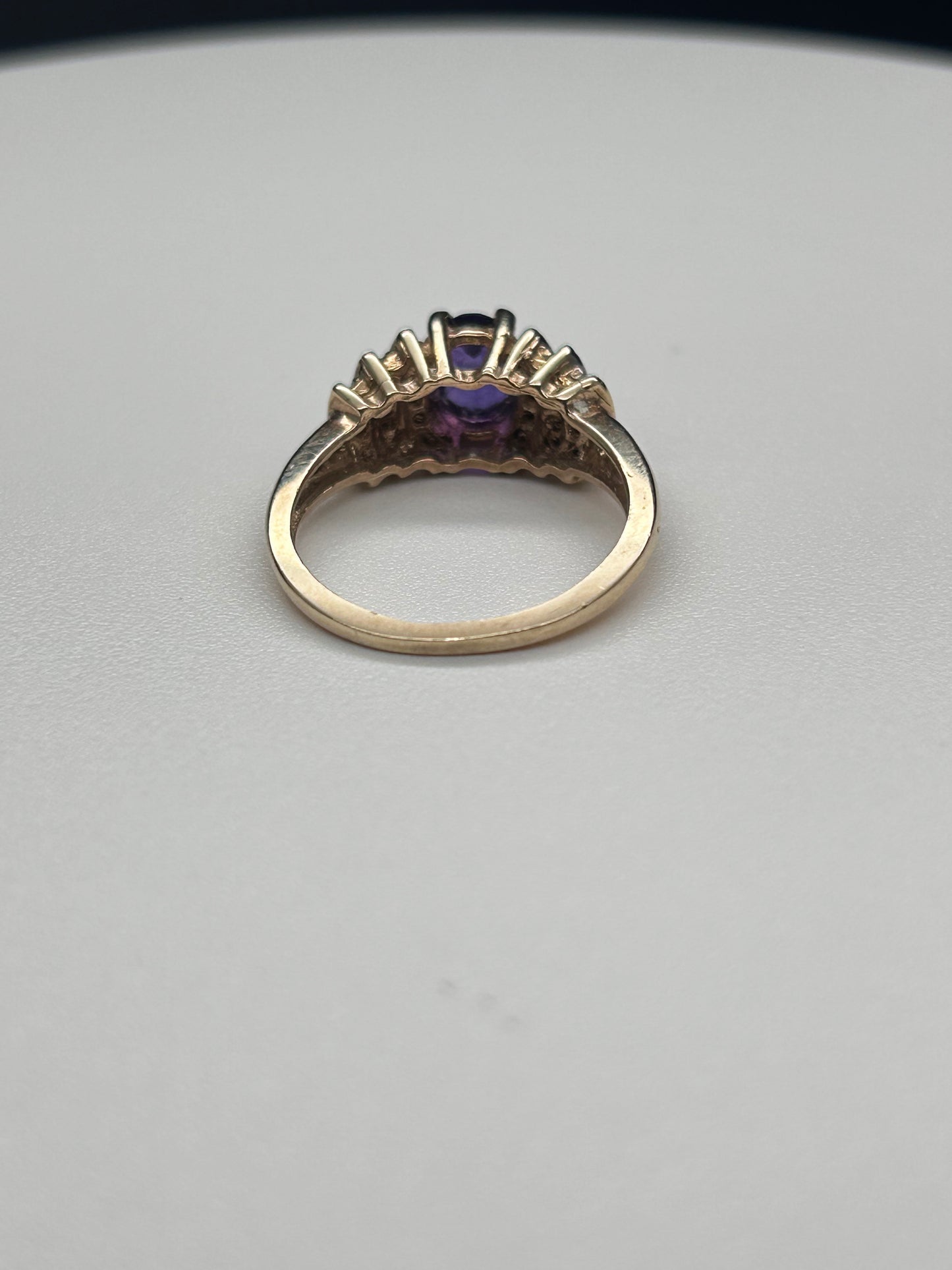 Amethyst and Diamond 10K Gold Ring