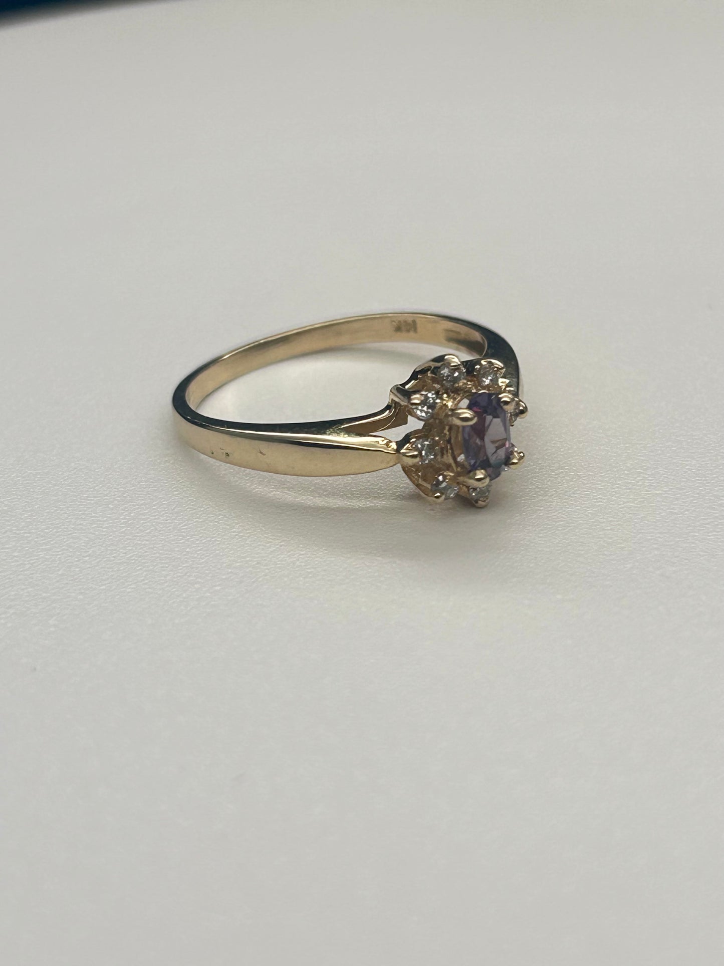 Amethyst and Diamond 10K Gold Ring