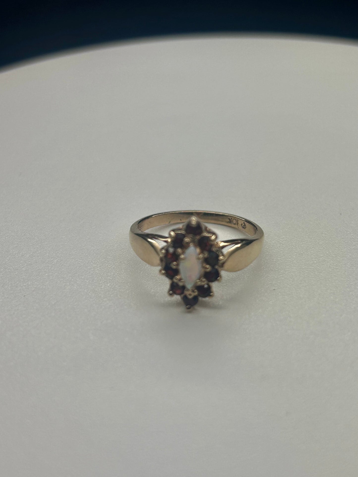 Opal and Garnet 10k Gold Ring