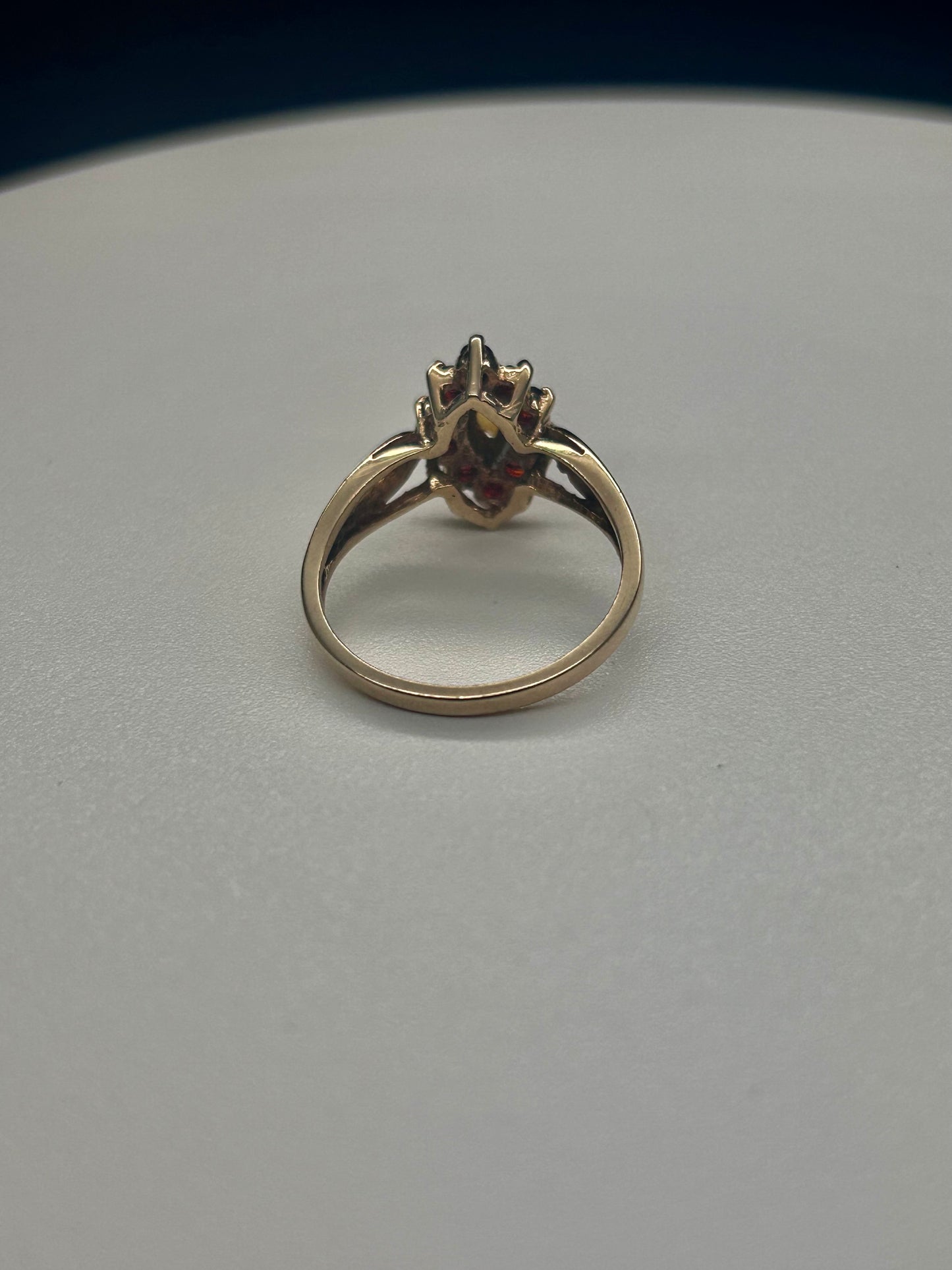 Opal and Garnet 10k Gold Ring