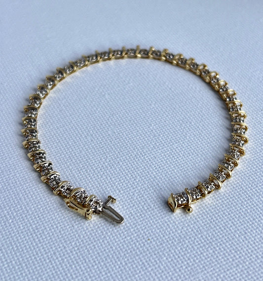 14K Gold Tennis Bracelet Natural Diamonds