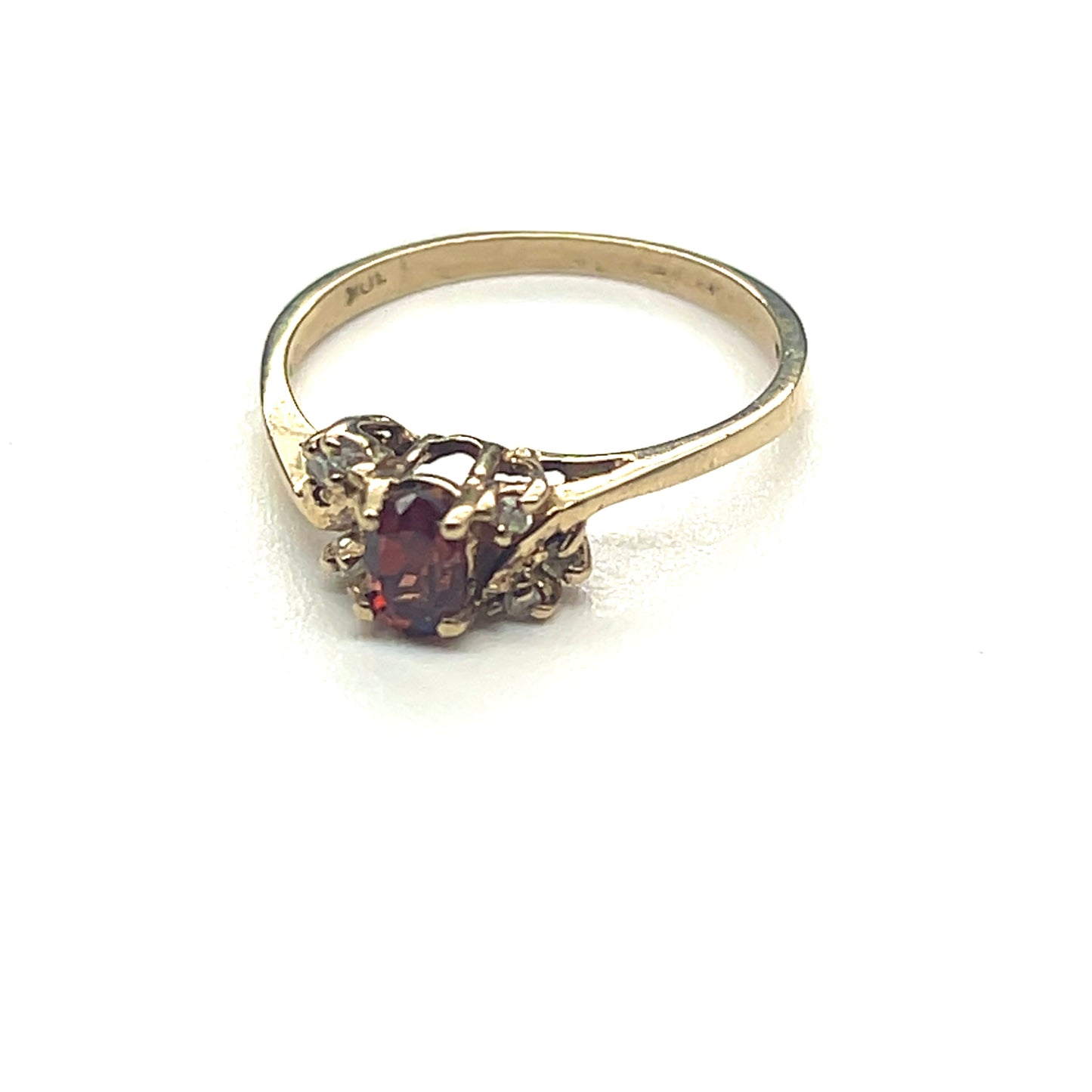 Natural Garnet and Diamond 10K Gold Ring