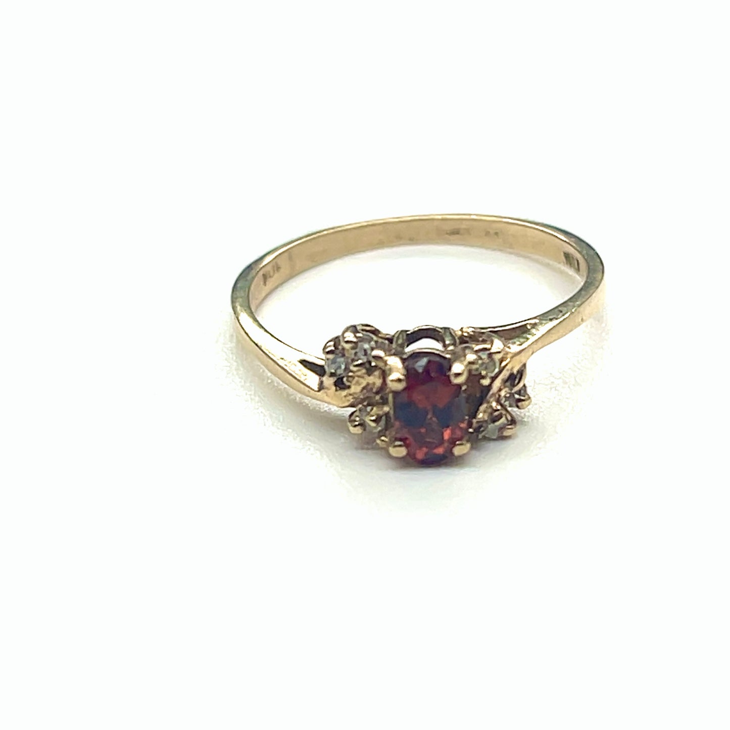 Natural Garnet and Diamond 10K Gold Ring