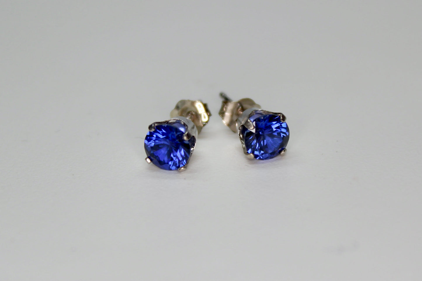 Sapphire 14k White Gold Earrings  (Pair)