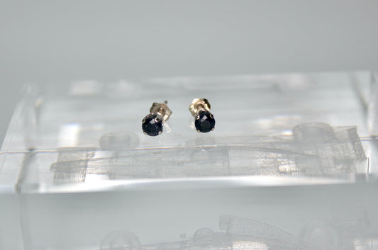 Natural Black Sapphire and 14k White Gold Earrings