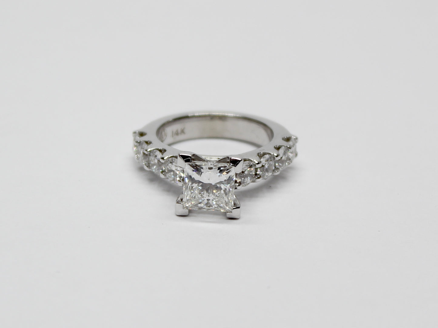 14K White Gold Princess Cut Engagement Ring