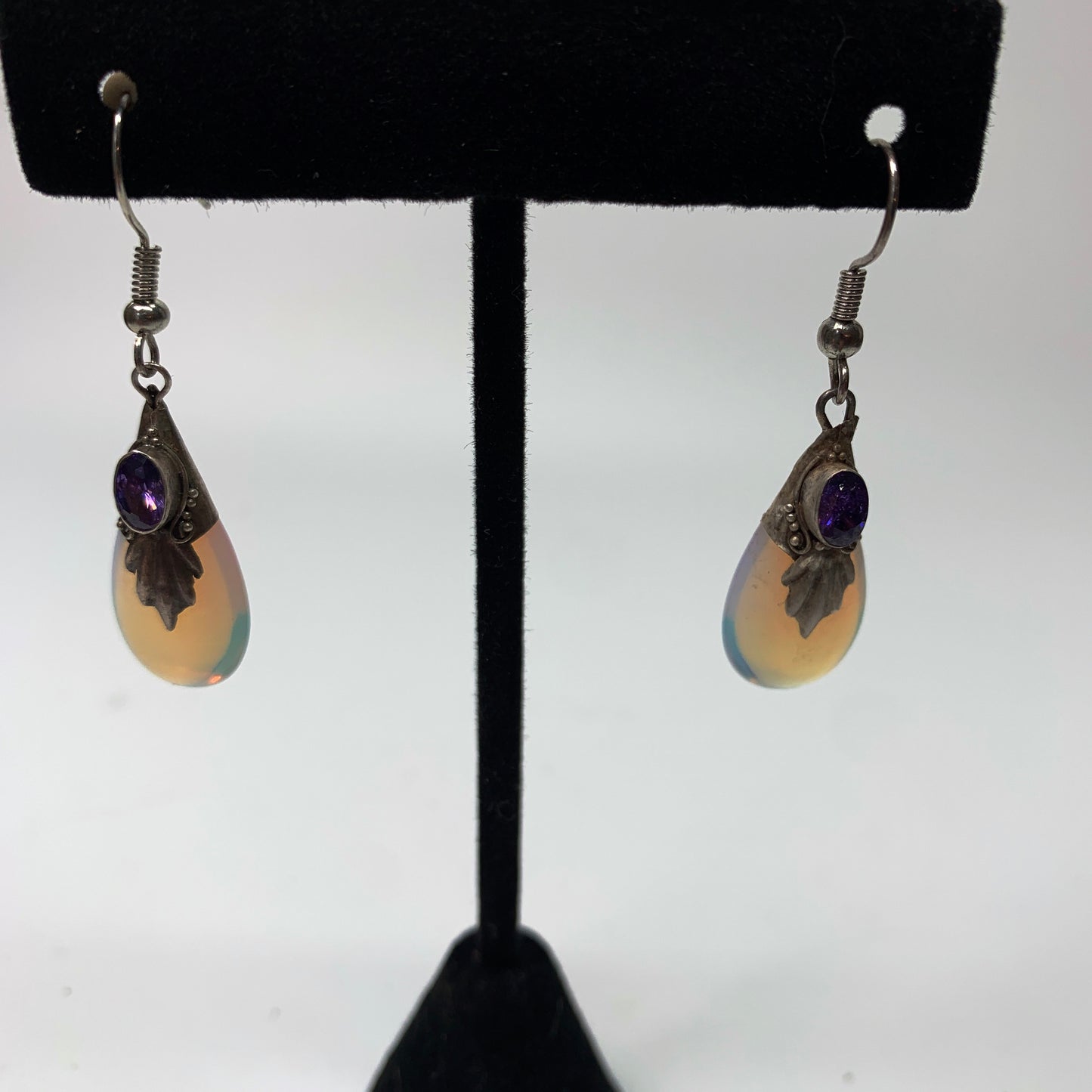 Moonstone and Amethyst Art Deco Earrings