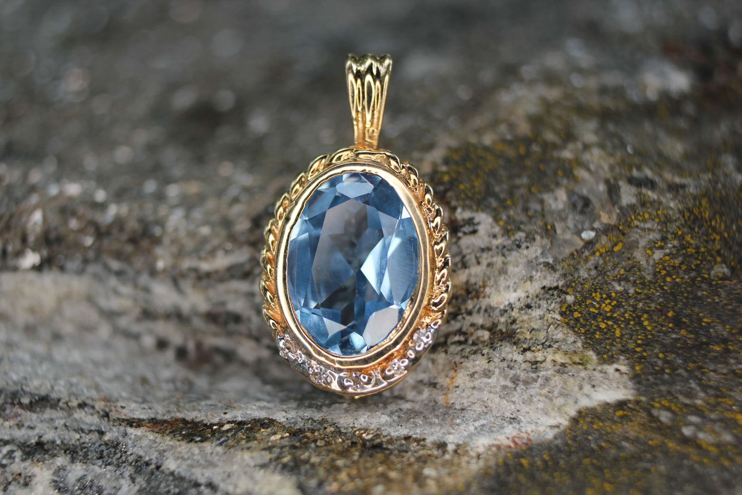 Spinel Pendant set in 10k Gold with Diamonds