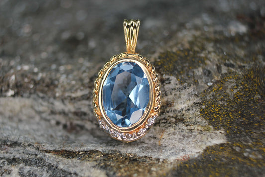 Spinel Pendant set in 10k Gold with Diamonds