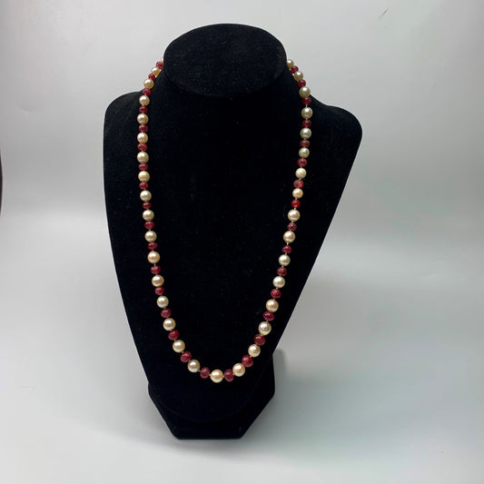 Natural Pearl and Ruby Necklace